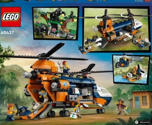 Jeux De Construction-Lego City 60437 L’hélicoptère de l’explorateur de la jungle au camp de base