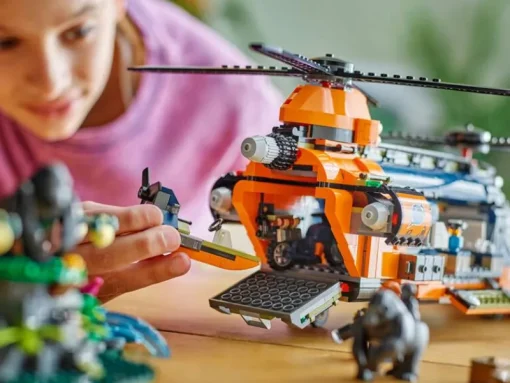 Jeux De Construction-Lego City 60437 L’hélicoptère de l’explorateur de la jungle au camp de base