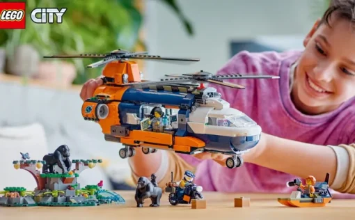 Jeux De Construction-Lego City 60437 L’hélicoptère de l’explorateur de la jungle au camp de base