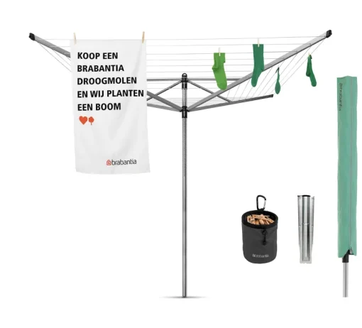 Etendoirs Et Séchoirs-tour | Séchoirs-parapluie-Brabantia Liftomatic 50 m avec ancre, housse et sac