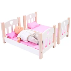 Poupées Et Peluches-Euro Shop Lit superposé pour poupées rose/blanc