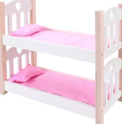 Poupées Et Peluches-Euro Shop Lit superposé pour poupées rose/blanc