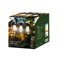 Éclairage Extérieur | Eclairage D'ambiance-Euro Light Lumière de Fête LED - 30 Grandes Ampoules - Blanc Chaud