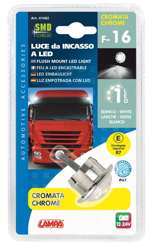 Éclairage-Euro Shop Lumière Led F-16 Blanc Chromé