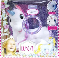 Poupées Et Peluches-Bambolina Luna Licorne Interactif - 3 Histoires - Yeux Mobiles - 36cm