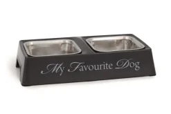 Gamelles-Beeztees Mangeoire double 'My favourite dog' gris 30 x 16 x 6 cm