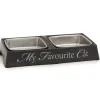 Gamelles-Beeztees Mangeoire double 'My favourite cat' gris 24 x 12 x 4 cm