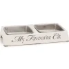 Gamelles-Beeztees Mangeoire double 'My favourite cat' blanc 24 x 12 x 4 cm