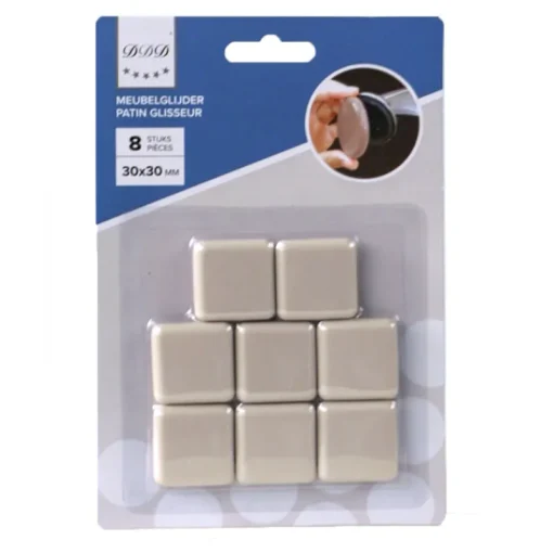 Des Ferrures De Meubles Et De Portes-DDD meubelglijder 30x30 mm beige 8 stuks