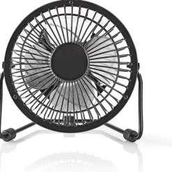 Climatiseurs Et Ventilateurs-Nedis Mini ventilateur en métal USB noir 10 cm diamètre
