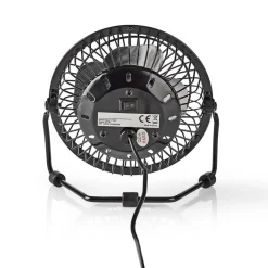 Climatiseurs Et Ventilateurs-Nedis Mini ventilateur en métal USB noir 10 cm diamètre