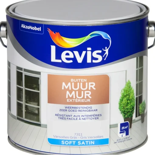 Peinture Mur Et Plafond | Peinture Pour Plafond Et Murale-Levis Mono façade gris versailles 2,5 L