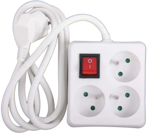 Câbles | Rallonges Et Adaptateurs-Euro Tools Multi-prises carré avec interrupteur et corde blanc 1,5 m