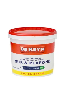 Peinture Mur Et Plafond | Peinture Pour Plafond Et Murale-De Keyn Mur & plafond mat blanc promo 12 L