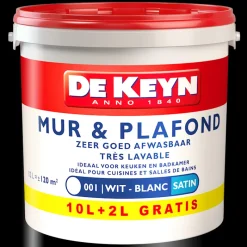 Peinture Mur Et Plafond | Peinture Pour Plafond Et Murale-De Keyn Mur & plafond satin blanc promo 12 L