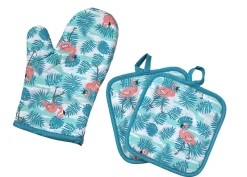 Textile De Cuisine-DDD Ovenwantset Flamingo Blauw