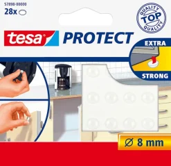 Rubans Adhésif-Tesa Pastilles anti-glisse et anti-bruit pour objets sur surfaces délicates Ø 8 mm Transparent.