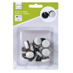 Des Ferrures De Meubles Et De Portes-DDD patin a clouer 18 mm blanc et noir 16 pieces