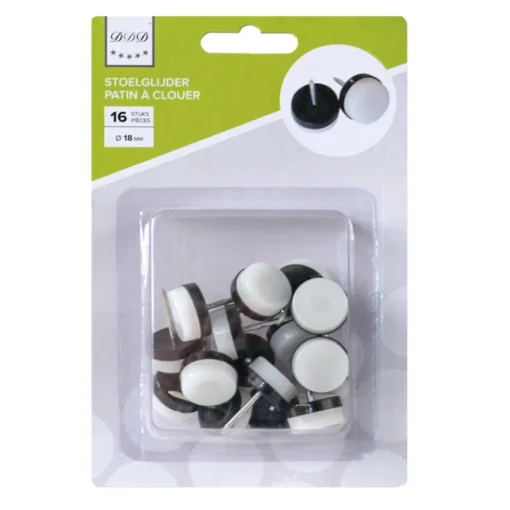 Des Ferrures De Meubles Et De Portes-DDD patin a clouer 18 mm blanc et noir 16 pieces