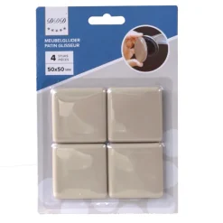 Des Ferrures De Meubles Et De Portes-DDD Patin carré pour des meubles 50x50 mm beige