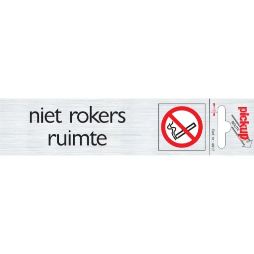 Signalisation-Pickup Pictogramme en aluminium niet rokers ruimte 6,5 x 4,4 cm