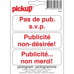 Signalisation-Pickup Pictogramme pas de publicité s.v.p. 10 x 10 cm