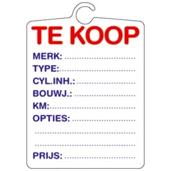 Accessoires Voiture-Merkloos Plaque 'te koop' effacable