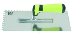 Outils De Maçonnerie-AVR Platresse inoxydable modèle dente avec poignée neoprene 280 x 130 mm