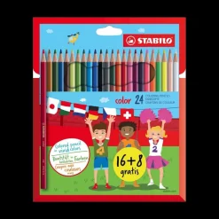 Crayons-Stabilo Pochet avec 16 crayons de coleur + 8 gratuit
