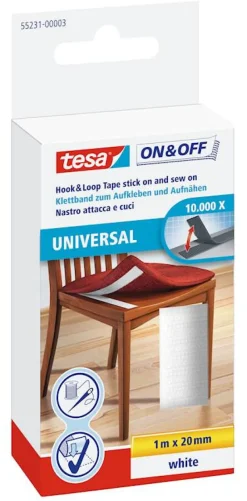 Rubans Adhésif-Tesa Pour la fixation de tissus sur des surfaces dures 20 mm x 100 cm blanc