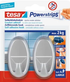 Rubans Adhésif-Tesa Powerstrips crochet adhésif ovale chrome
