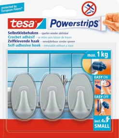 Rubans Adhésif-Tesa Powerstrips Crochets ovales chrome mat