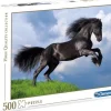 Puzzles-Clementoni Puzzle 500 Fresian Black Horse
