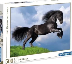 Puzzles-Clementoni Puzzle 500 Fresian Black Horse