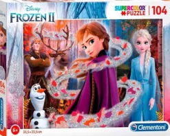 Puzzles-Clementoni Puzzle 104 Glitter Disn.Frozen2