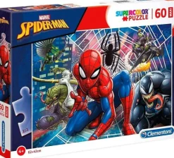 Puzzles-Clementoni Puzzle 60 Maxi Marvel Spiderman