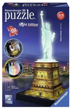 Puzzles-Ravensburger Puzzle 3D statue of liberty night edition