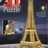 Puzzles-Ravensburger Puzzle 3D: Tour Eiffel night edition