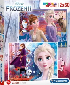 Puzzles-Clementoni Puzzle 2X60 Disney Frozen 2