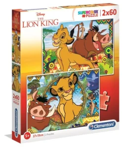 Puzzles-Clementoni Puzzle 2X60 Disney Lion King