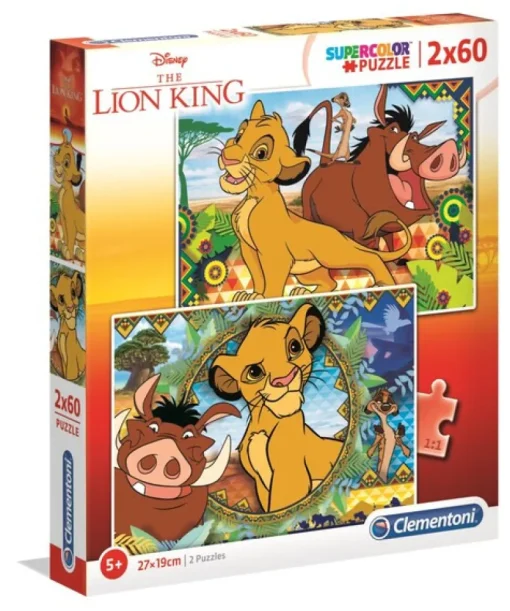 Puzzles-Clementoni Puzzle 2X60 Disney Lion King