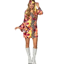 Déguisements Adultes-Euro Shop Robe de Déguisement Groovy Hippie Girl - M
