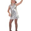 Déguisements Enfants-Euro Shop Robe Disco Argentée à Paillettes - Taille 116