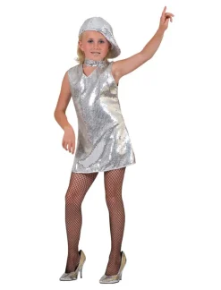 Déguisements Enfants-Euro Shop Robe Disco Argentée à Paillettes - Taille 116