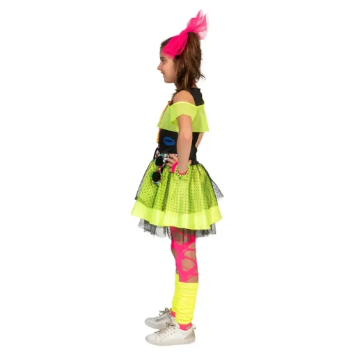 Déguisements Enfants-Euro Shop Robe enfant fluo des années 80 Kiss The Girl - Taille 164