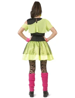 Déguisements Adultes-Euro Shop Robe fluo des années 80 Kiss The Girl - Taille 32/34