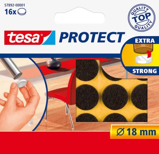 Rubans Adhésif-Tesa Rondelles de déplacement pour objets sur des surfaces lisses. Ø 18 mm brun.
