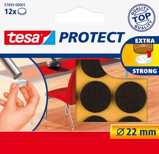 Rubans Adhésif-Tesa Rondelles de déplacement pour objets sur des surfaces lisses. Ø 22 mm brun.