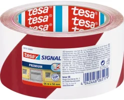 Rubans Adhésif-Tesa Ruban de signalisation 66 m x 60 mm rouge-blanc