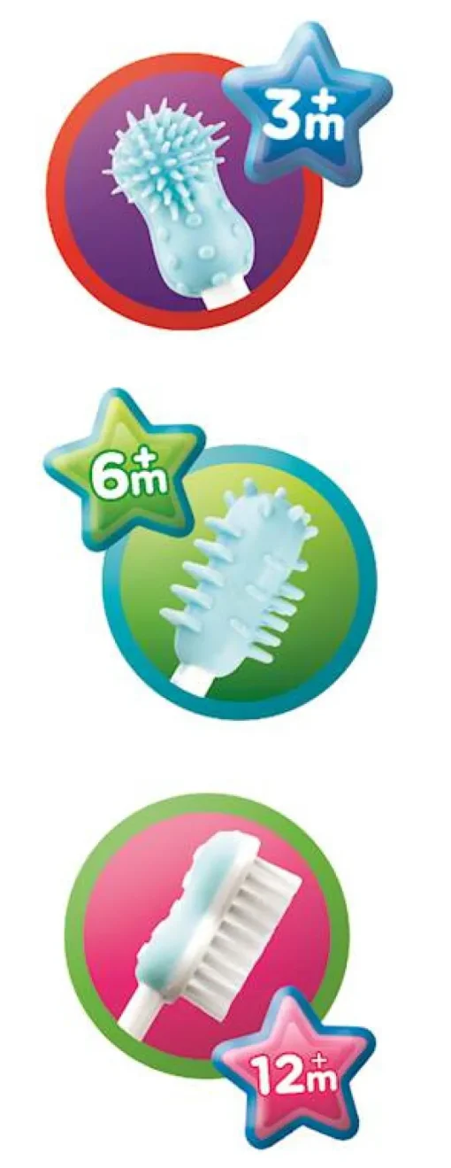 Produits De Soin Et Accessoires-Nuby Set brosse dents 3 pièces - à partir de 3 mois
